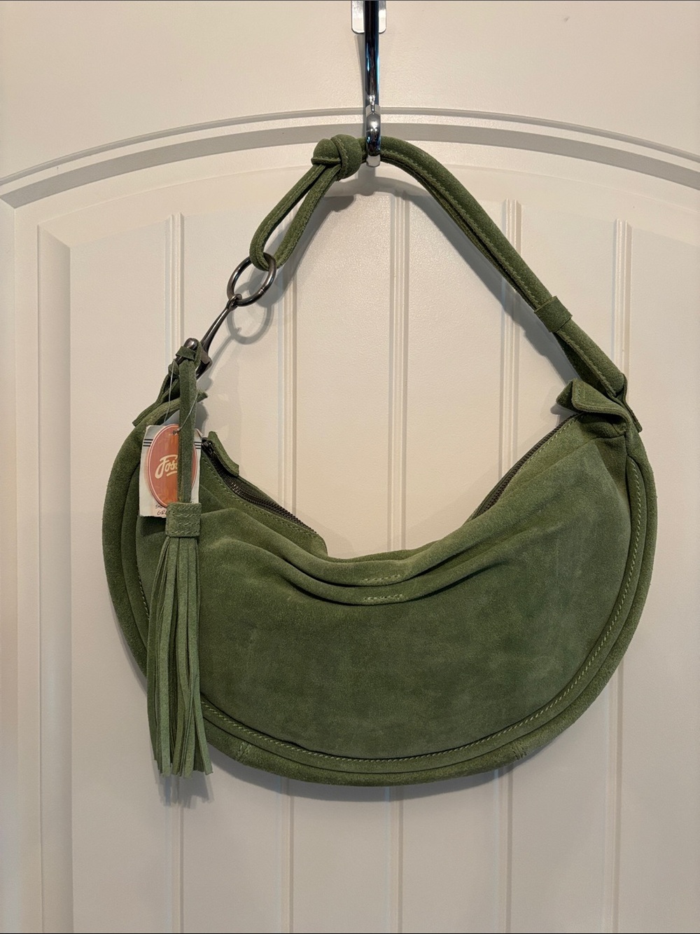 NWT Fossil Green Suede Hobo Shoulder Bag vintage